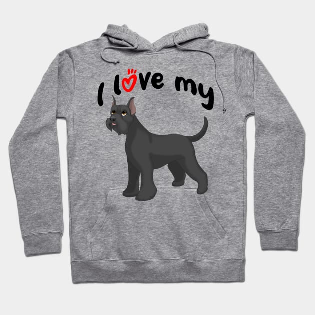 I Love My Schnauzer Dog (Cropped Ears) Hoodie by millersye